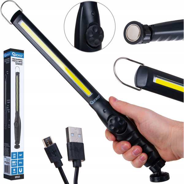 Lampa warsztatowa regulowana z magnesem LED COB 10W 1800mAh 450lm IP44