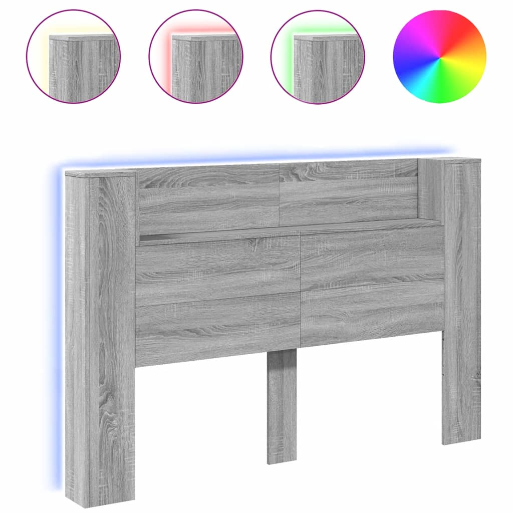 szürke sonoma színű áthidalószekrény LED-ekkel 160x16,5x103,5cm (839257)