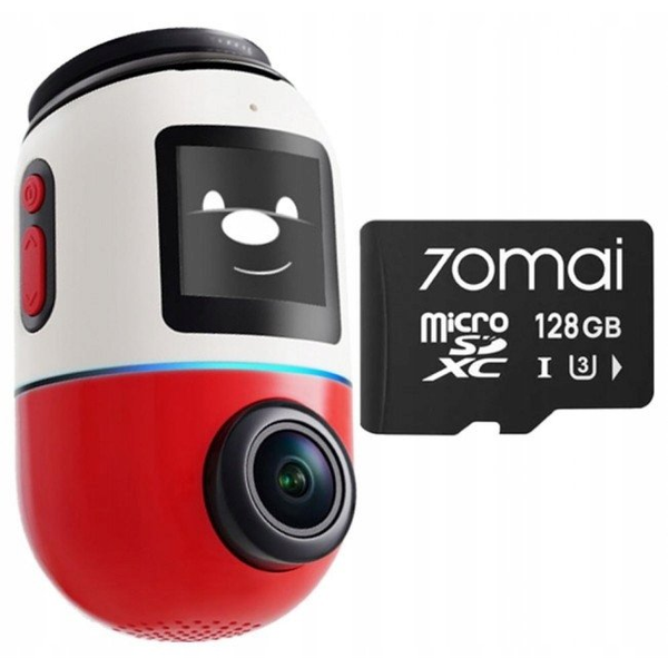 70mai Omni X800 4K WiFi Autós Menetrögzítő Kamera + 128GB SD Kártya - Piros / Fehér