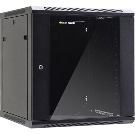 Сървърен шкаф със стъклена врата и отваряща се страна, Netrack, F-Line, 12U, 600x600 mm, 19", Черен