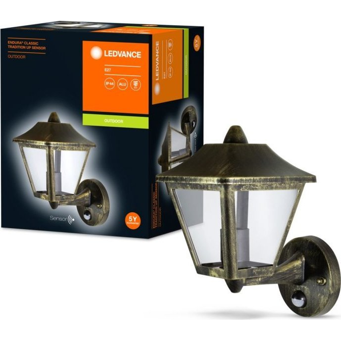Ledvance Endura Classic Tradition Up 1xE27/IP44/mozgásérzékelővel antikolt kültéri fali lámpa (4058075206281)