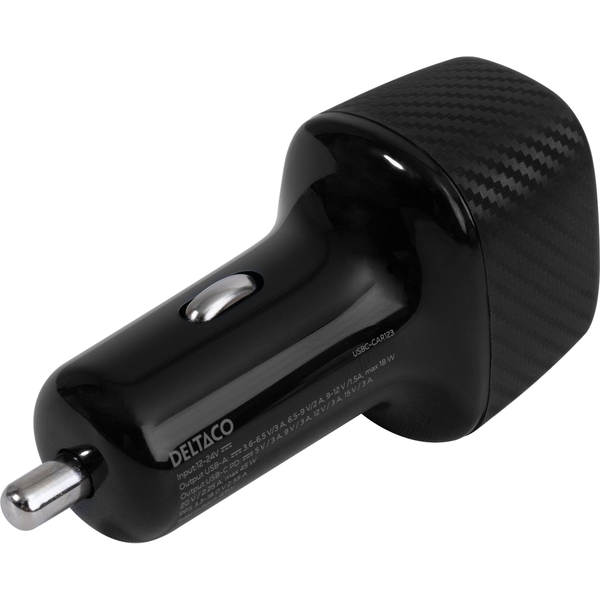 Deltaco KFZ-Ladegerät 63W 1x USB/1x USB-C schwarz