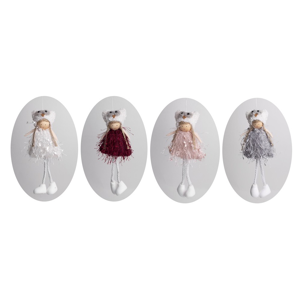 Iris Karácsonyi Felakasztható Textil Lány figura 20cm - 4 féle szín (061092)