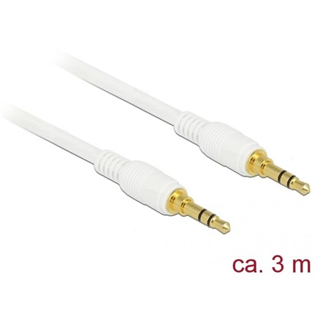 Delock Klinkenkabel 3,5 mm 3 Pin Stecker > Stecker 3 m weiß