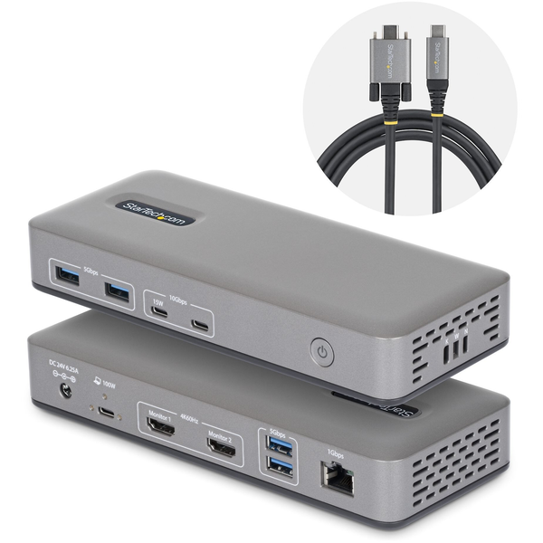StarTech.com 196UE-USBC-DOCK dokovacia stanica a replikátor portov Kábel USB 3.2 Gen 2 (3.1 Gen 2) Type-C Šedá