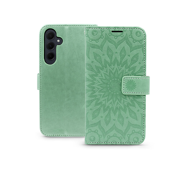 Haffner Mezzo Samsung Galaxy A35 5G Flip Tok - Zöld/Mandala mintás