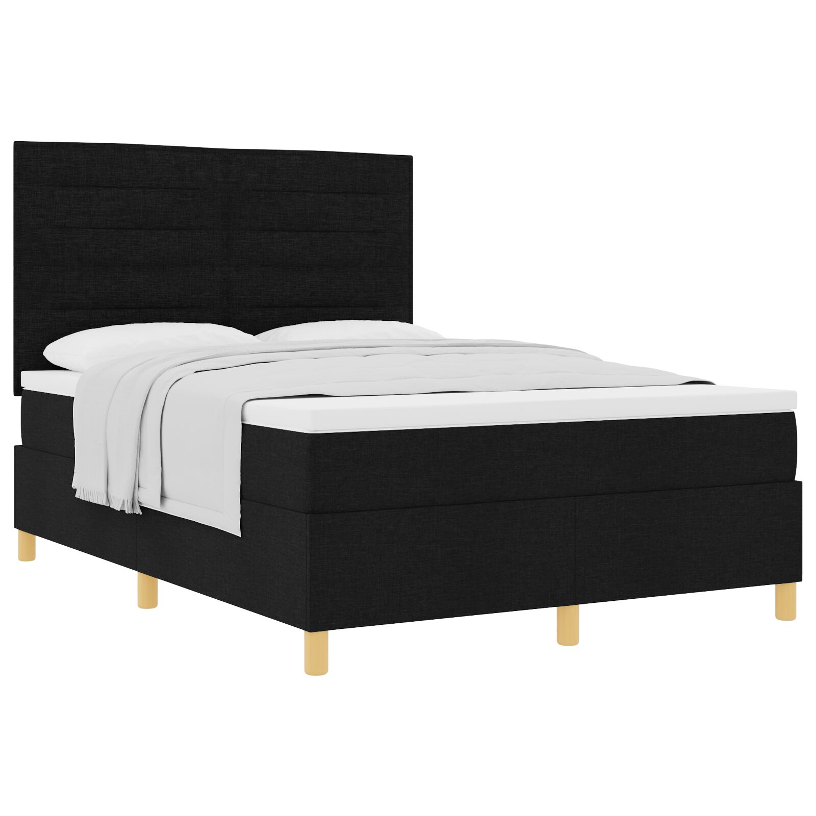 Boxspring Ágy Matraccal Fekete 140x200 cm Szövet (3339548)