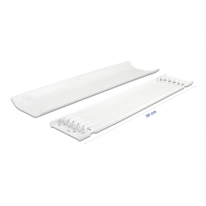 Delock Öntapadós kábelcsatorna 85 x 10 mm foglalatú és 300 mm hosszú, 2 db. fehér (20886) (20886)