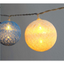 IRIS Gömb alakú 6cm/színes fonott/3m/kék-v.kék-fehér/20db LED-es/USB-s fénydekoráció  (104-27)