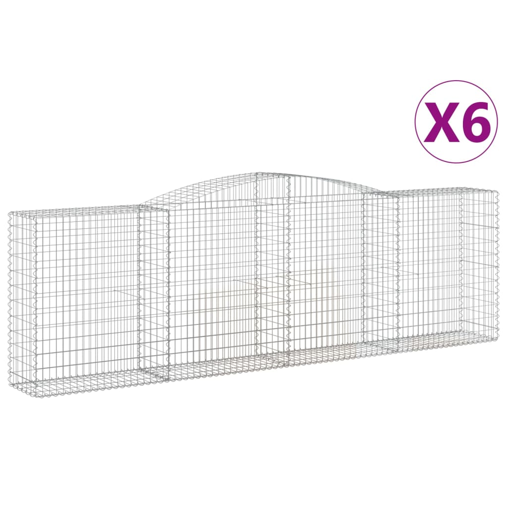 6 db íves horganyzott vas gabion kosár 400x50x120/140 cm (3147013)