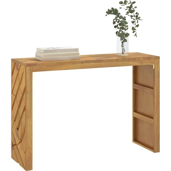 konzolasztal 110x35x75 cm tömör fa teakfa