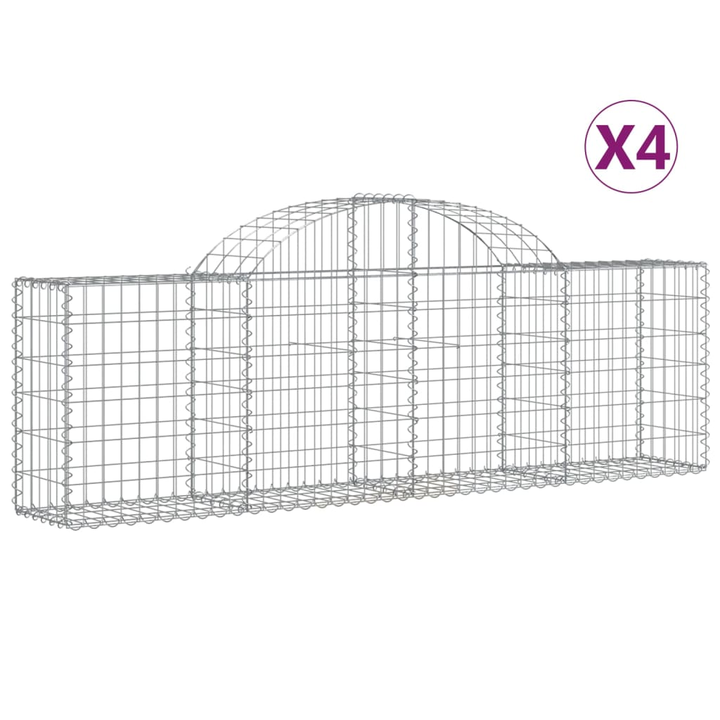 4 db íves horganyzott vas gabion kosár 200x30x60/80 cm (3146070)