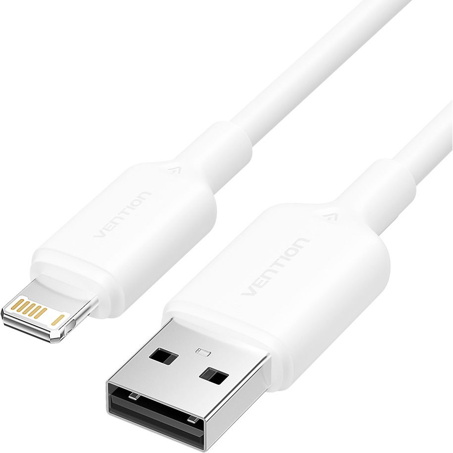 Vention USB 2.0 Type-A Male to Lightning Male 2.4A Cable 1M White PVC Type (LAMWF)