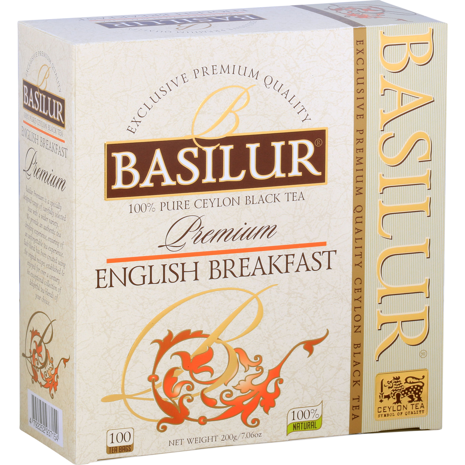BASILUR Premium English Breakfast, nem csomagolt, 100×2 g (4792252937154)