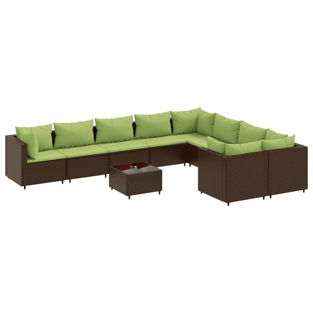 10 részes barna polyrattan kerti ülőgarnitúra párnákkal (3308326)
