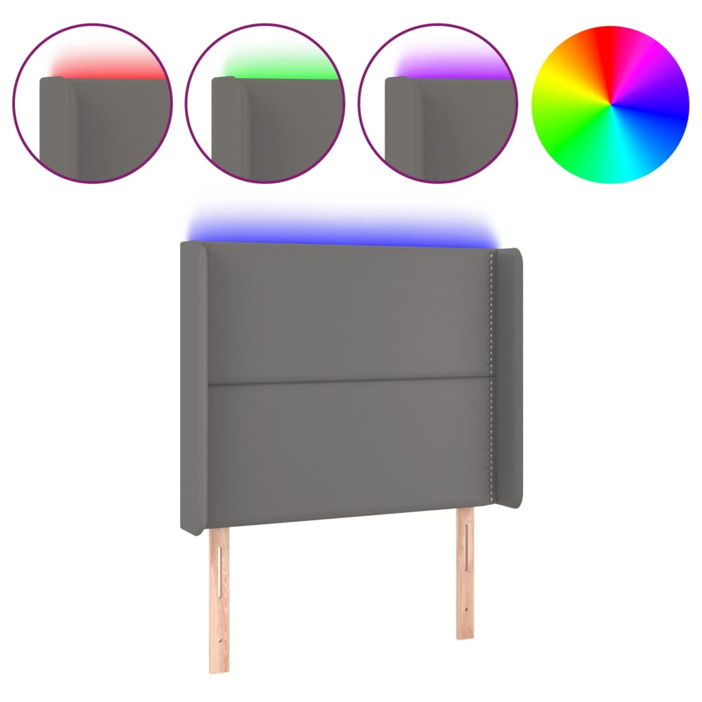 szürke műbőr LED-es fejtámla 103x16x118/128 cm (3123996)