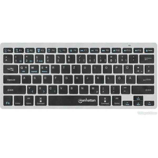 Manhattan 180559 klávesnice RF bezdrátové + Bluetooth Černá, Šedá