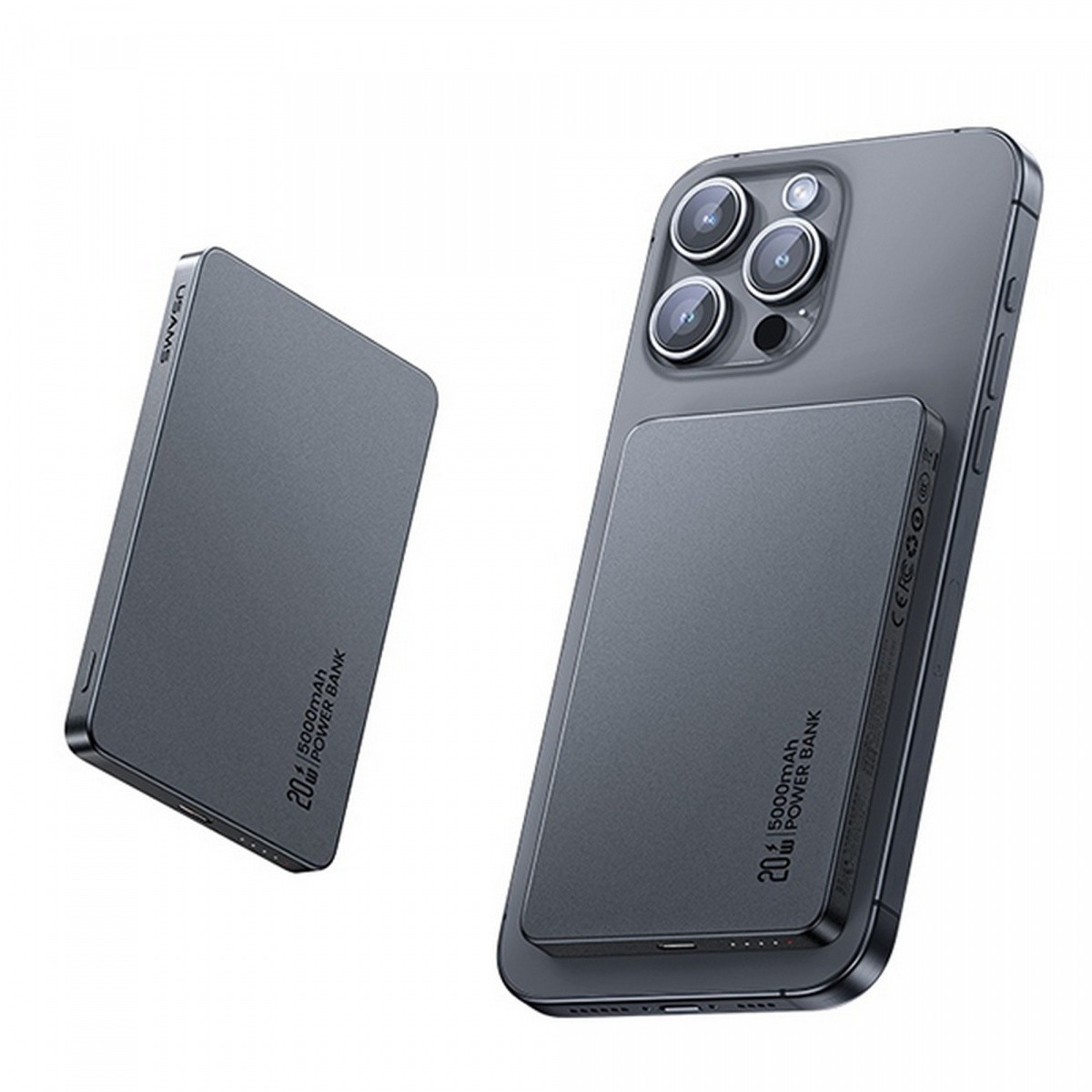 USAMS USA001541 Powerbank Magsafe + Type-C / 5000mAh 20W - Szürke (USA001541)