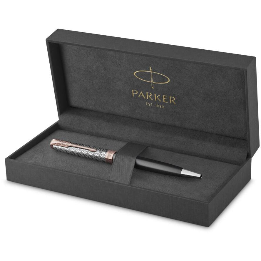 PARKER Kugelschreiber Sonnet Prem. Metal & Grey P.G.C. sw M Geschenkbox (2119791) (2119791)