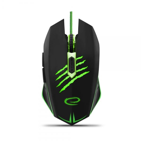 Mouse optic pentru jocuri Esperanza MX209 CLAW 2400 DPI Negru-Verde