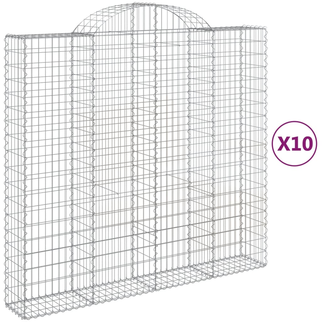 10 db íves horganyzott vas gabion kosár 200x50x180/200 cm (3146412)