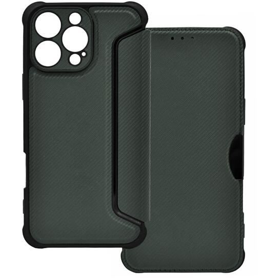 Gigapack Apple iPhone 16 Pro karbon mintás fliptok sötétzöld (GP-160283) (GP-160283)