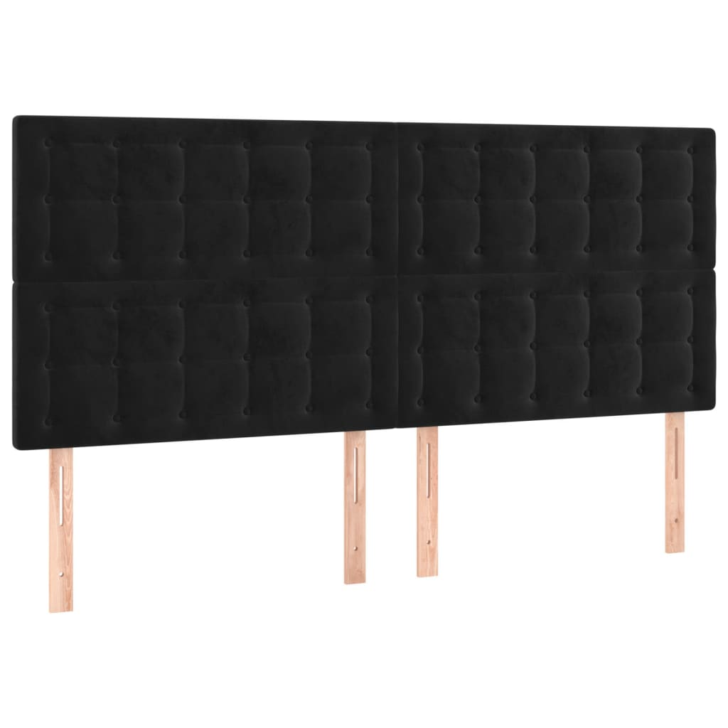 4 db fekete bársony fejtámla 100x5x78/88 cm (3116834)