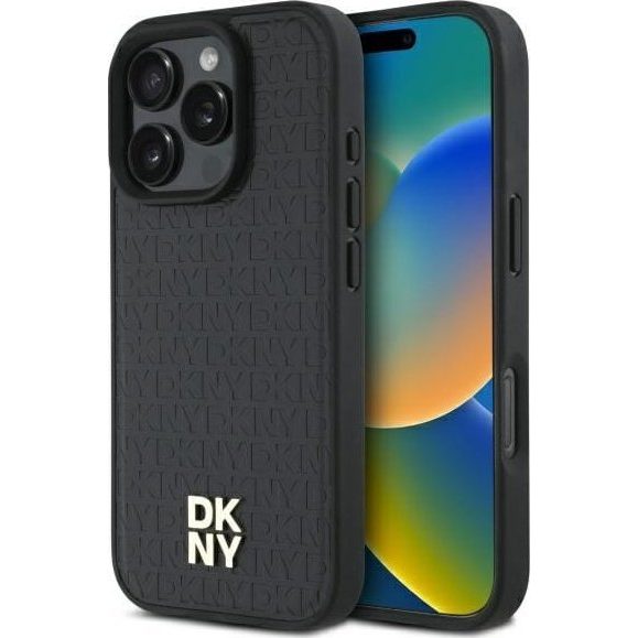 DKNY Repeat Pattern Stack Logo iPhone 16 Pro Max Magsafe hátlap tok, fekete DKHMP16XPSHRPSK ( )
