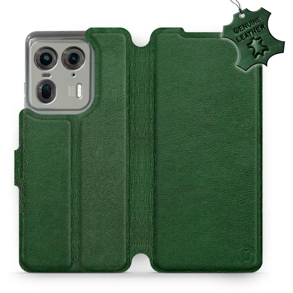 Leather Mobiwear flip book for Motorola EDGE 50 Ultra - Green - L_GRS