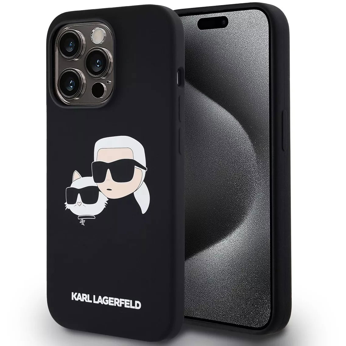 Karl Lagerfeld Liquid Silicone Double Heads iPhone 14 Pro Max MagSafe fekete tok (KLHMP14XSKCHPPLK)