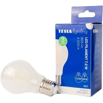 Tesla - LED izzó FILAMENT RETRO BULB E27, 7,2 W, 230 V, 806 lm, 25000 h, 4000K nappali fehér, 360°