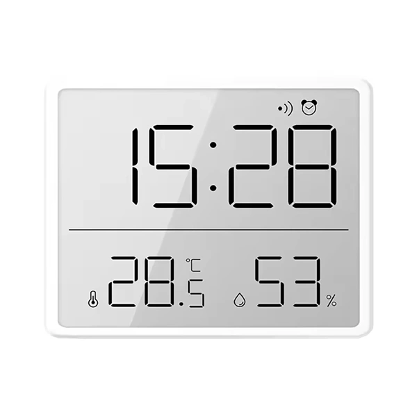 IRIS DC-111-W hőmérséklet és páratartalom kijelzéssel, ébresztő funkcióval fehér digitális óra (IRIS DC-111-W)