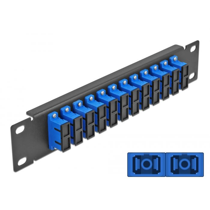 Delock 10 üvegszálas patch panel 12 portos SC Duplex 1U kék fekete (66771) (DE66771)