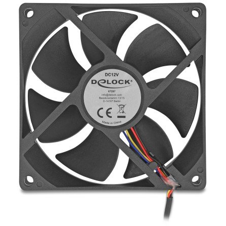 DELOCK Axiallüfter 12 V DC, 92 x 92 x 25 mm schwarz