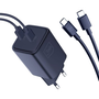 Мрежово зарядно 3MK Hyper Charger PD 45W, 2 USB-C кабела, черно, компактно