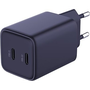 Мрежово зарядно 3MK Hyper Charger PD 45W, 2 USB-C кабела, черно, компактно