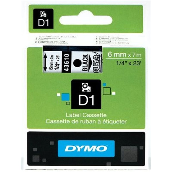 Dymo D1 6mmx7m fekete/áttetsző feliratozógép szalag (NDY0720770)