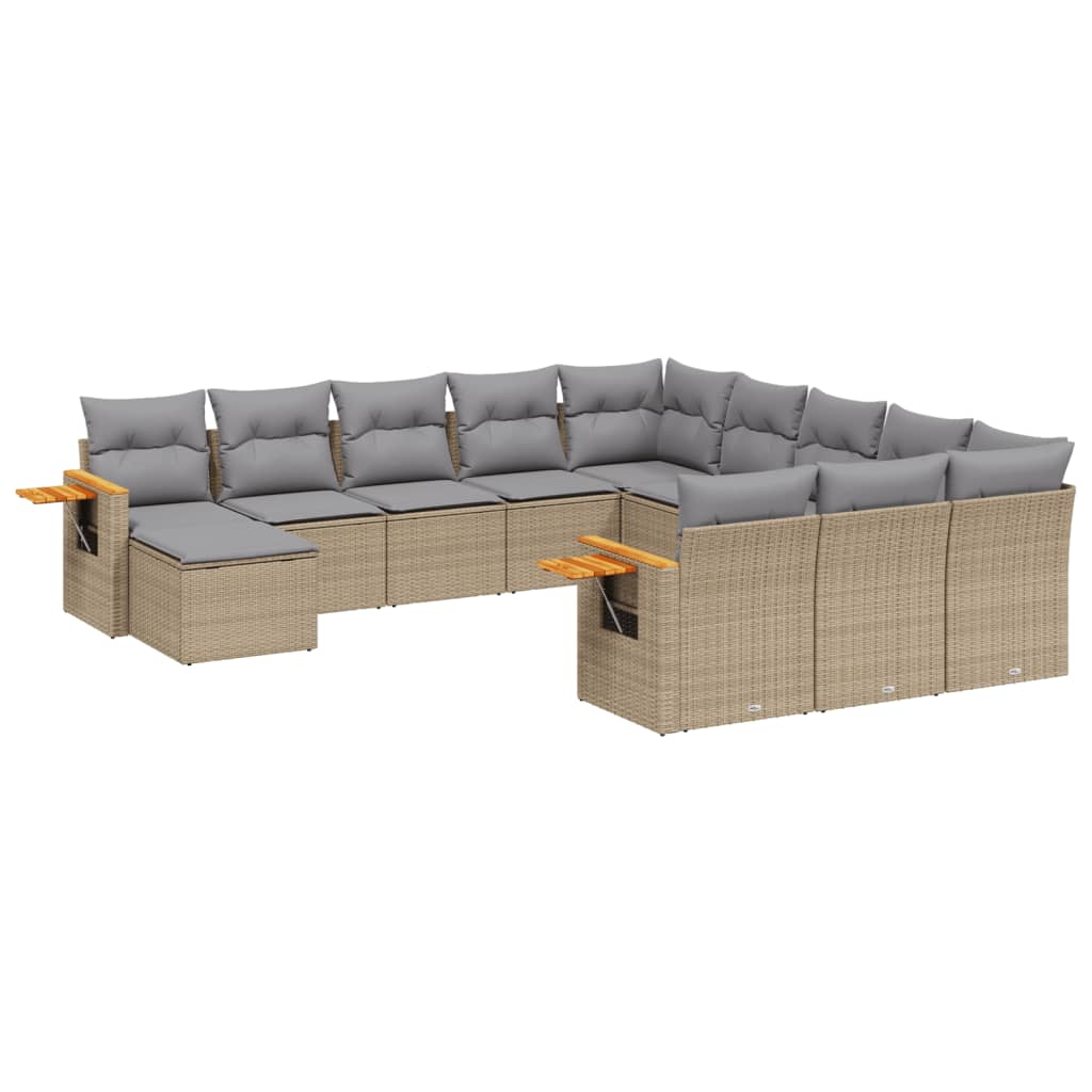 11 részes bézs polyrattan kerti ülőgarnitúra párnákkal (3259609)
