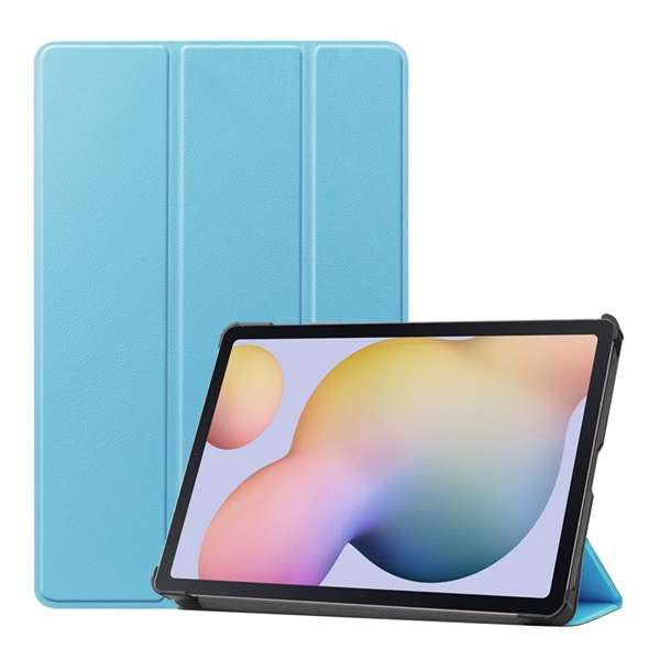 Tok álló, bőr hatású (aktív FLIP, oldalra nyíló, TRIFOLD asztali tartó funkció) VILÁGOSKÉK [Samsung Galaxy Tab S8 LTE (SM-X706)]