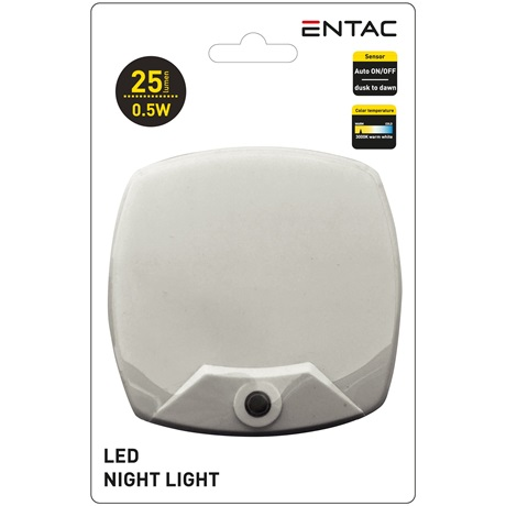 Entac Nachtlicht 0.5W quadrat. WW White Dämmerungssensor