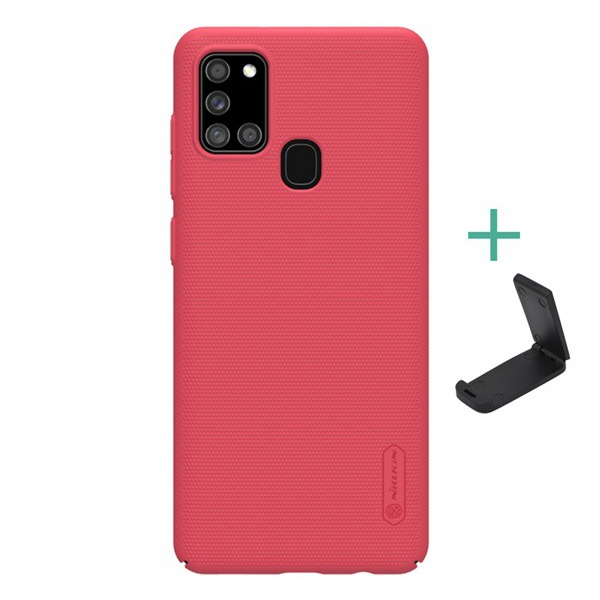 NILLKIN SUPER FROSTED műanyag telefonvédő (gumírozott, érdes felület + asztali tartó) PIROS [Samsung Galaxy A21s (SM-A217F)] (5996457973408)