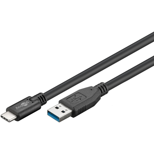 Кабел Goobay, USB 3.0- USB-C, 2 м, Черен