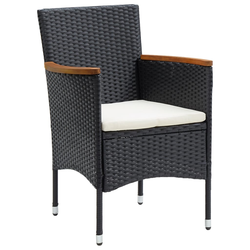 4 db fekete polyrattan kerti étkezőszék (310566)