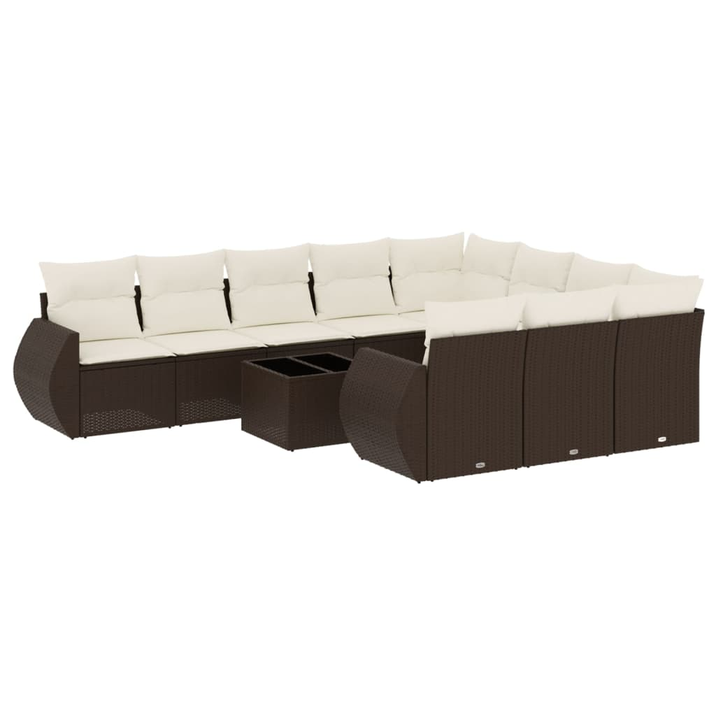 11 részes barna polyrattan kerti ülőgarnitúra párnákkal (3254240)