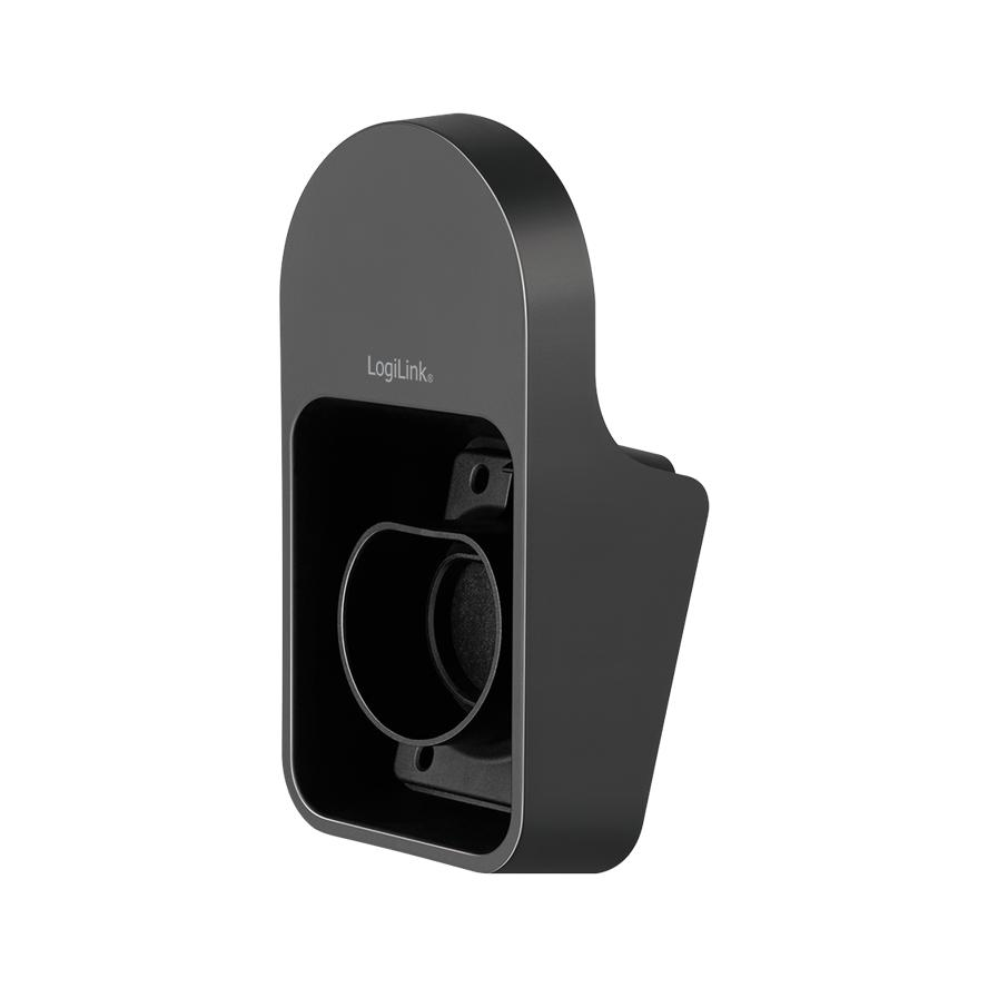 Logilink fali tartó kábeltartóval EV töltőkábelhez, műanyag, fekete (EVM0100) (EVM0100)