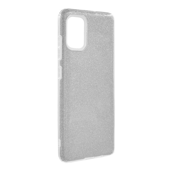 Szilikon telefonvédő (műanyag belső, csillogó hátlap) EZÜST [Samsung Galaxy A51 (SM-A515F)]