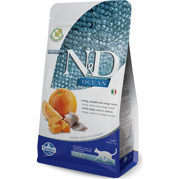 N&D Cat Ocean hering, sütőtök&narancs adult 1,5kg (PND0150036)