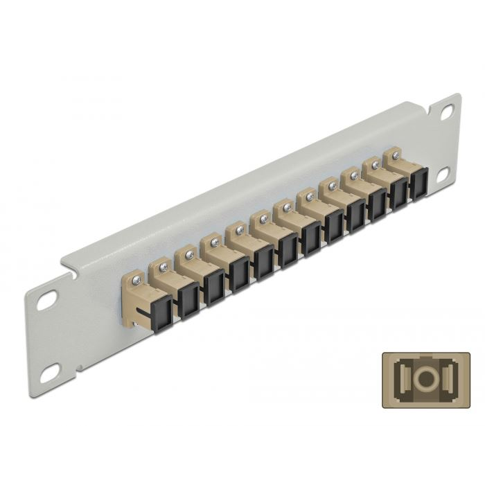 Delock 10 üvegszálas patch panel 12 portos SC Simplex 1U bézs szürke (66783) (DE66783)