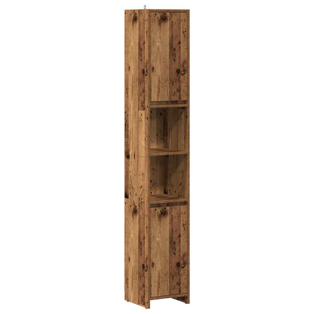 antik fa színű szerelt fa fürdőszobaszekrény 30 x 30 x 183,5 cm (856064)