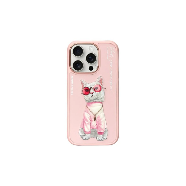 Nimmy tok iPhone 16 Pro 6.3" készülékhez Glasses Cool Cat rózsaszín
